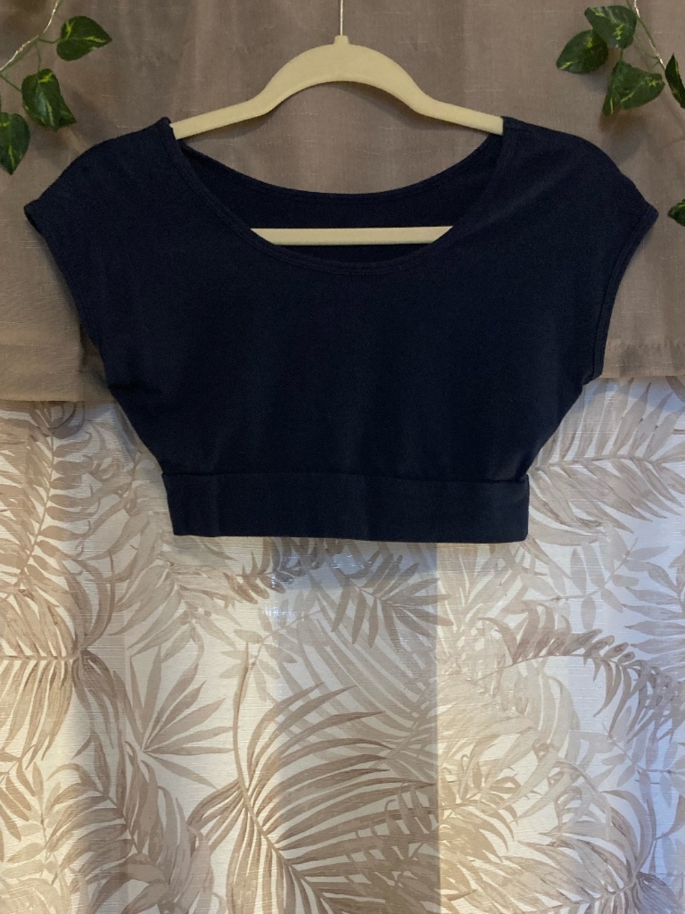 Half Tee Navy Blue Basic Cap Sleeve Tee Medium